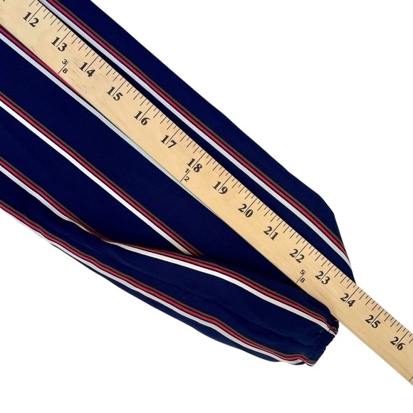 Guess Navy Striped V-Neck Blouse Size S - Long Puff Sleeves, Preppy Corpcore - Picture 15 of 15